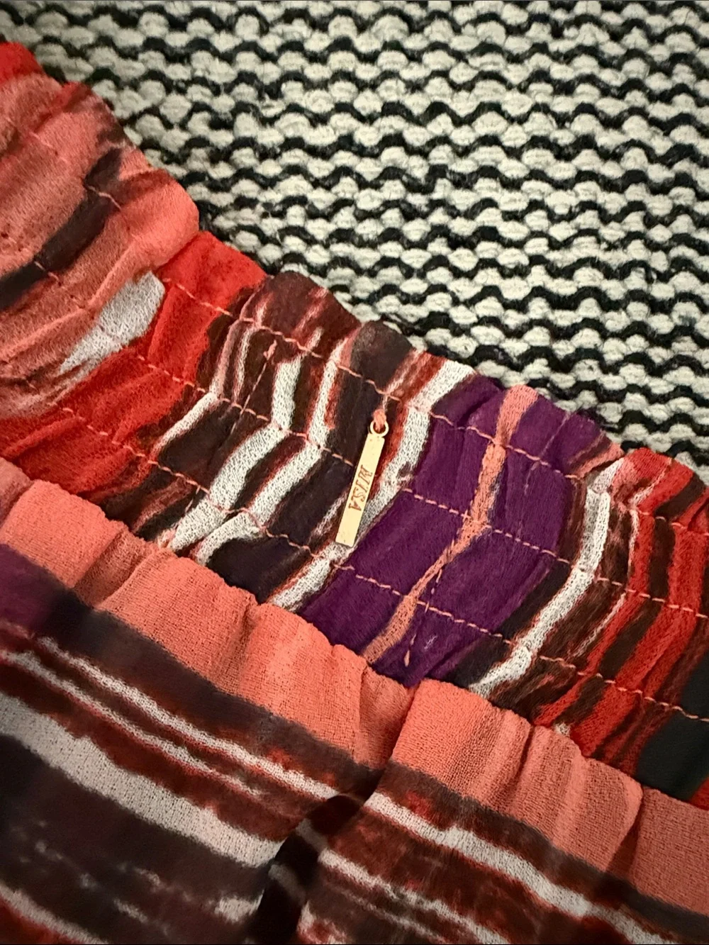 Misa Los Angeles Red Multi Stripe Maxi Skirt Small EXCELLENT